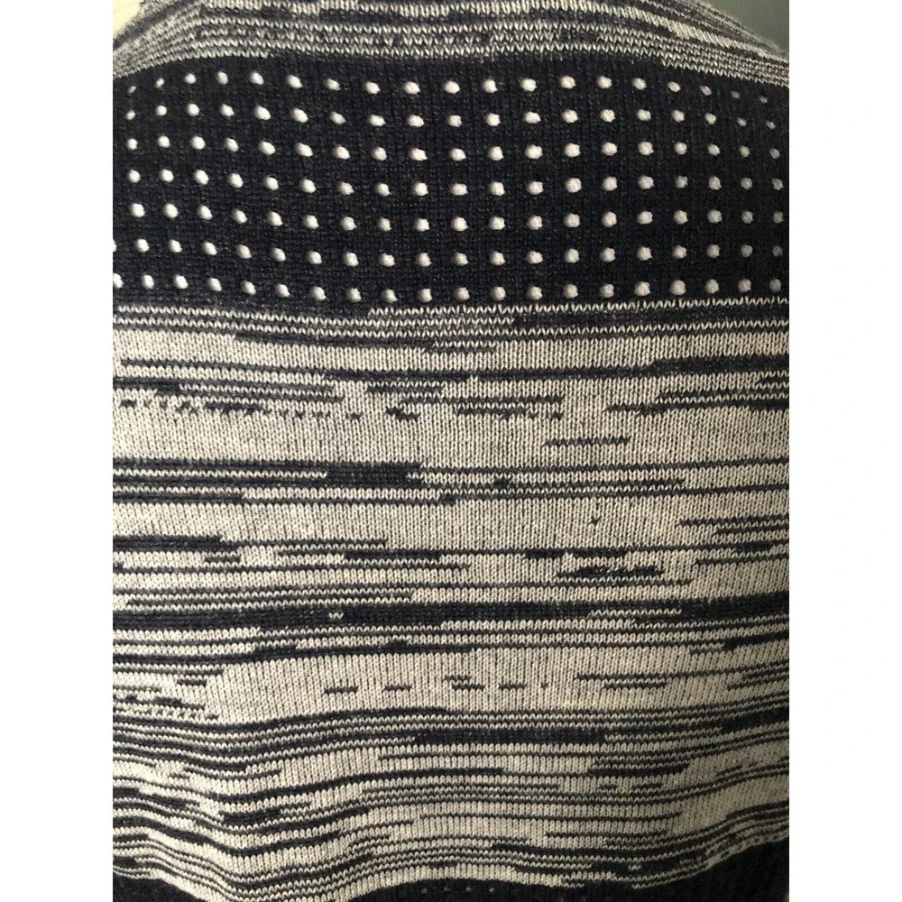 Belldini Women's Open Front Cardigan Sweater Size M Navy White Striped Open Knit